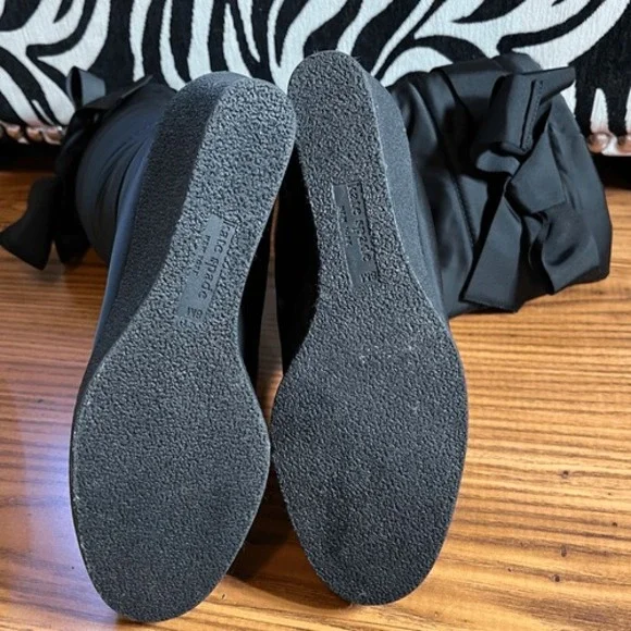Kate Spade Black Bow Wedge Knee High Boots‎ Sz 8 - Picture 7 of 10